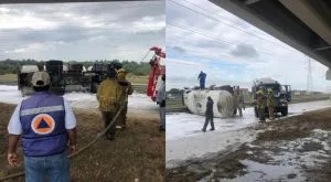 Volcadura de pipa en Altamira enciende la a